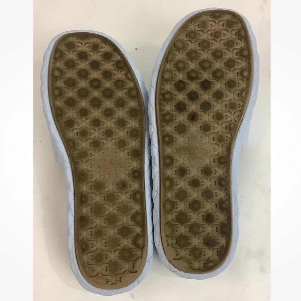 Sam Edelman Sz 9.5 Quilted Leather Karinda Slides In Dusty Blue Casual Style - Picture 10 of 10